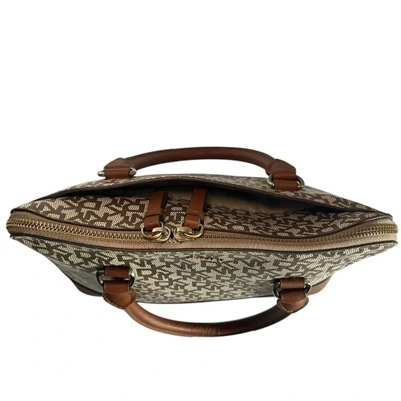 DKNY Women Bryant  MD ROUND Brown/ Beige Satchel Bag Purse MSRP:$198 - Picture 9 of 12